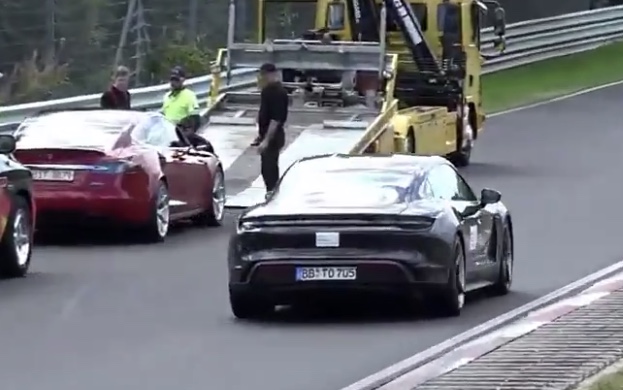 Ouch Watch The Porsche Taycan Lap The Broken Down Tesla