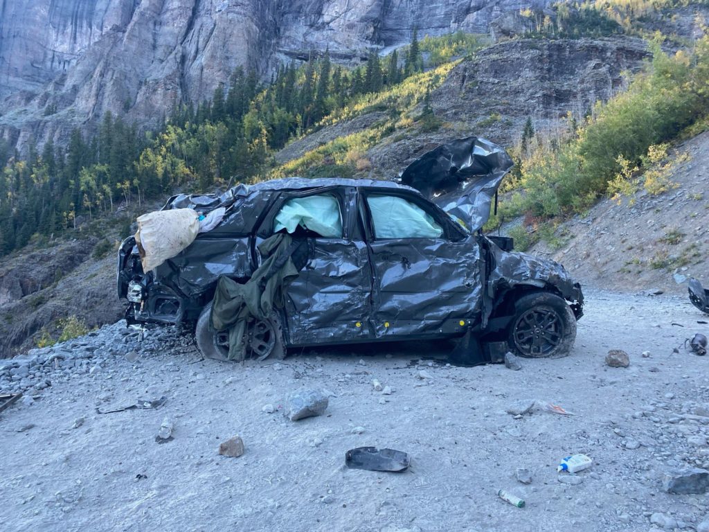 Wrecked Ford Bronco Sport — Black Bear Pass