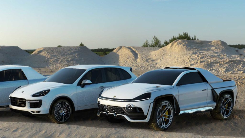 Porsche Taycan pickup rendering