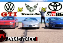 Old vs New: VW Golf GTI vs Toyota GR86 vs Pontiac Trans Am Drag Race, Roll Race & Brake Test!